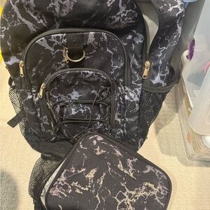 Marble Pattern Backpack and Lunch Bag Set